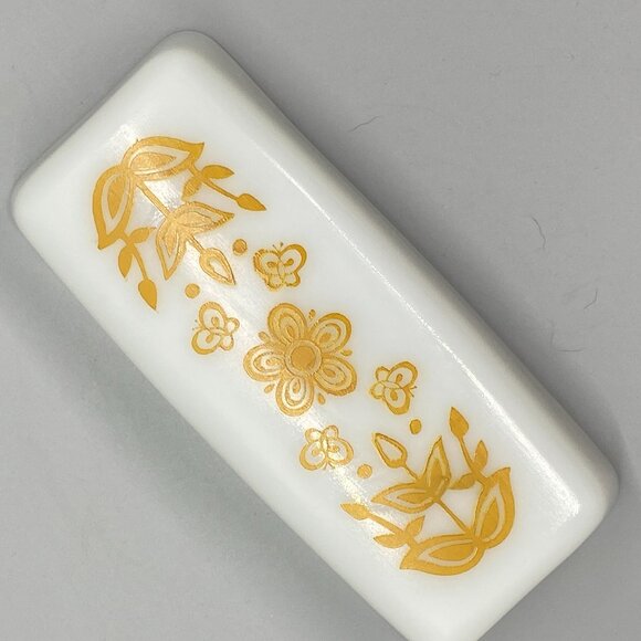 Vintage 1970's Pyrex Milk Glass Butterfly Gold Covered Butter Dish 72-B - Picture 7 of 9